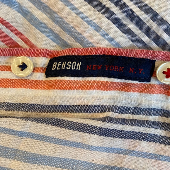 Benson NYC Classic Striped Button Down Shirt - Size Medium - Picture 7 of 10